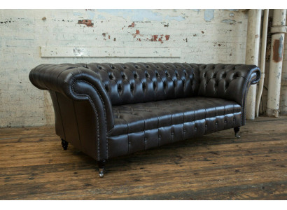 Canapé trois places de luxe moderne Chesterfield noir