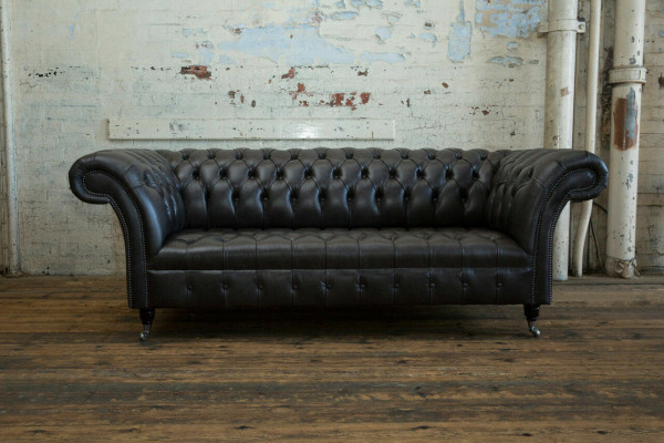 Canapé trois places de luxe moderne Chesterfield noir