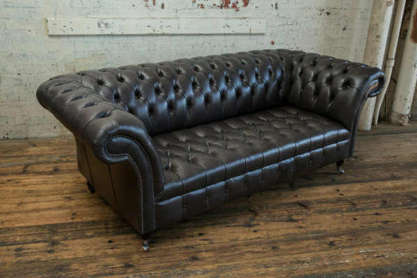 Canapé trois places de luxe moderne Chesterfield noir
