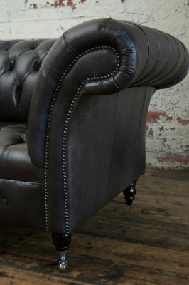 Canapé trois places de luxe moderne Chesterfield noir