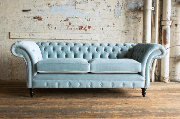 HellBlue canapé de luxe moderne Chesterfield trois places pour le salon