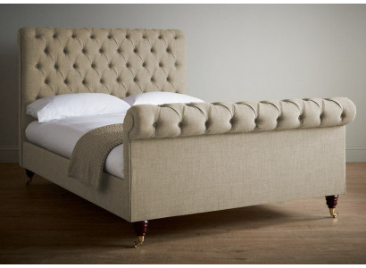 Lit double de chambre de designer de luxe beige Chesterfield