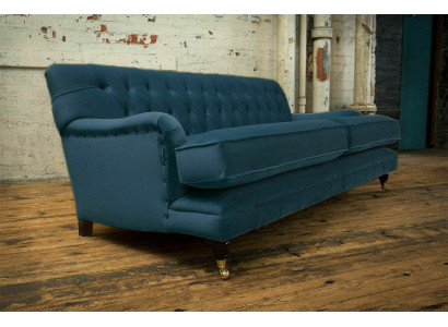 Canapé de luxe bleu moderne Chesterfield trois places, canapé trois places pour le salon