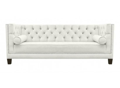 Un canapé blanc en tissu à trois places pour le salon, avec des canapés en tissu ou en cuir et un canapé Chesterfield.