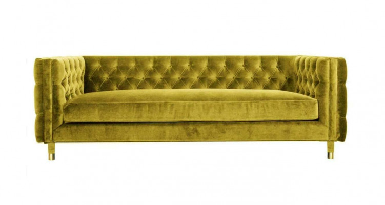 Canapé Chesterfield 4 places jaune Luxe design Meubles Tissu Tissu Canapés Canapés jaunes