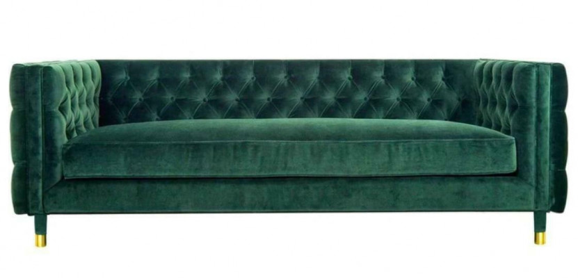 Canapé Chesterfield 4 places de luxe Tissu de meuble de design Vert Canapés