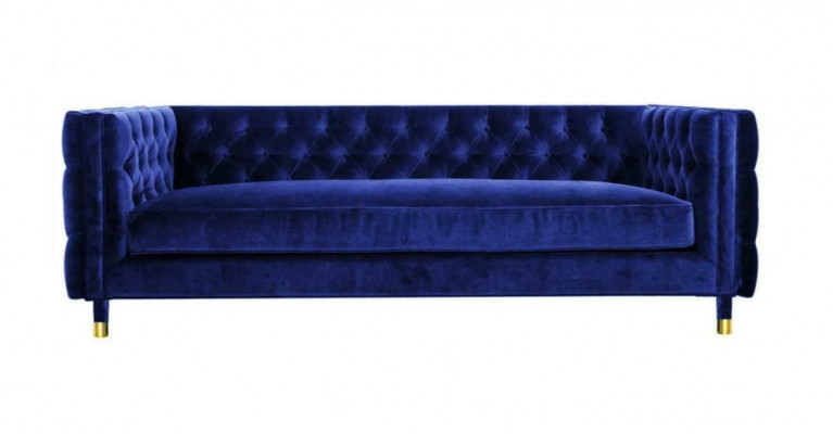 Canapé Chesterfield bleu Big Designer 4 places en tissu Textile neuf