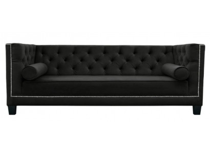 Chesterfield canapé 4 places Design de luxe Tissu canapés Canapés noirs