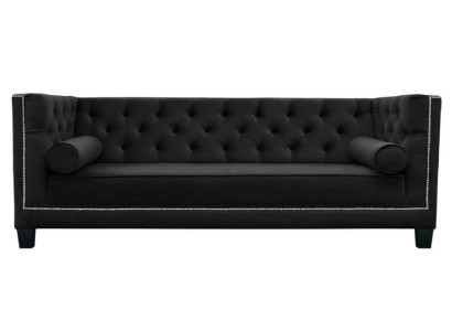 Chesterfield canapé 4 places Design de luxe Tissu canapés Canapés noirs