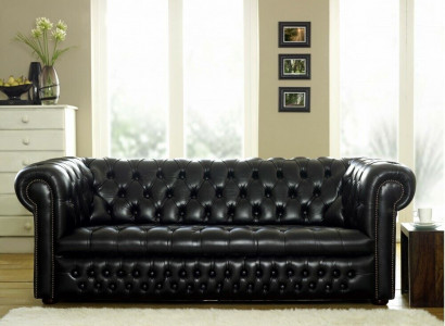 Canapé Chesterfield noir 3+1 places Ensemble de canapés design