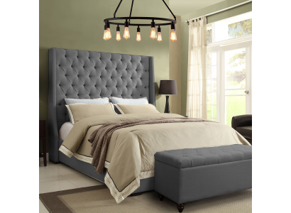 Lit classique avec structure de lit en tissu 140x200 cm, lit Chesterfield