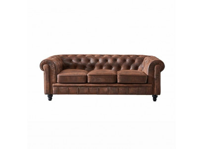 Canapé de salon de luxe Chesterfield marron 3 places de designer