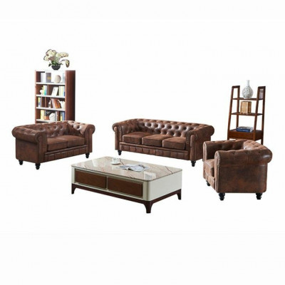 Canapé de salon de luxe Chesterfield marron 3 places de designer