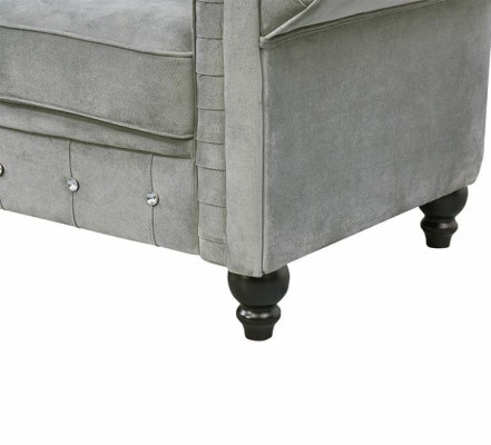 Canapé de salon de luxe 3 places Chesterfield gris.