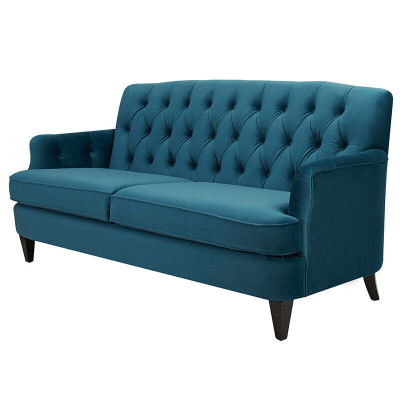 Canapé de salon de luxe design bleu royal turquoise trois places.