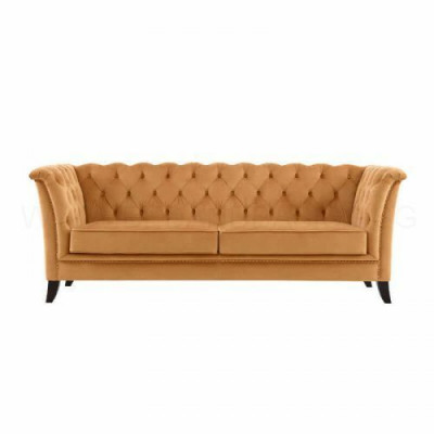 Canapé de luxe moderne Chesterfield 3 places de couleur orange pour salon