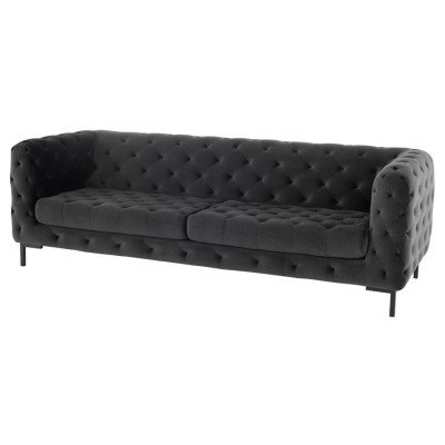 Concepteur Canapé Noir Trois Places style Chesterfield moderne trois places