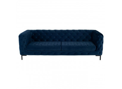 Élégant canapé Chesterfield bleu 3 places de luxe pour le salon