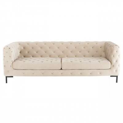 Canapé de salon de luxe trois places Chesterfield beige design