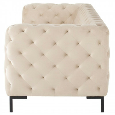 Canapé de salon de luxe trois places Chesterfield beige design
