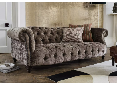 Canapé design trois places Chesterfield marron en cuir de luxe