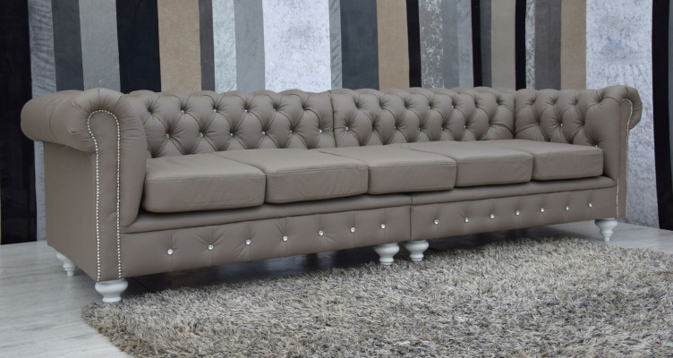 Canapé Chesterfield en tissu rembourré Canapés en cuir Canapé Rembourrage 5 places
