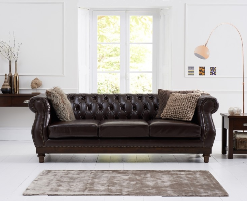 Canapé de salon de luxe Chesterfield designer marron 3 places