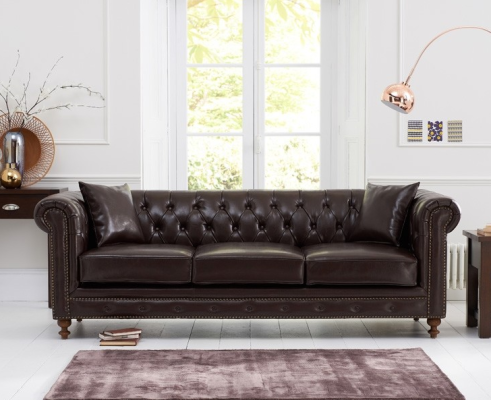 Canapé Chesterfield Tissu d'ameublement en cuir Canapés Suite d'ameublement 3 places