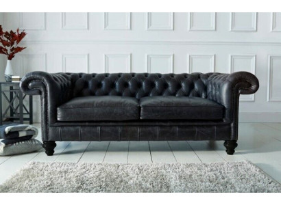 Designer canapé Chesterfield gris 3 places de luxe pour salon