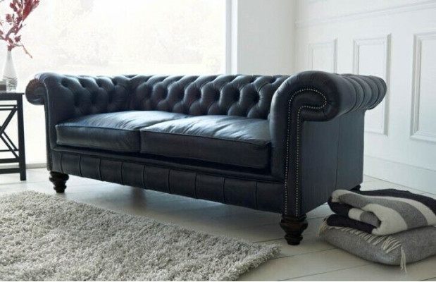 Designer canapé Chesterfield gris 3 places de luxe pour salon