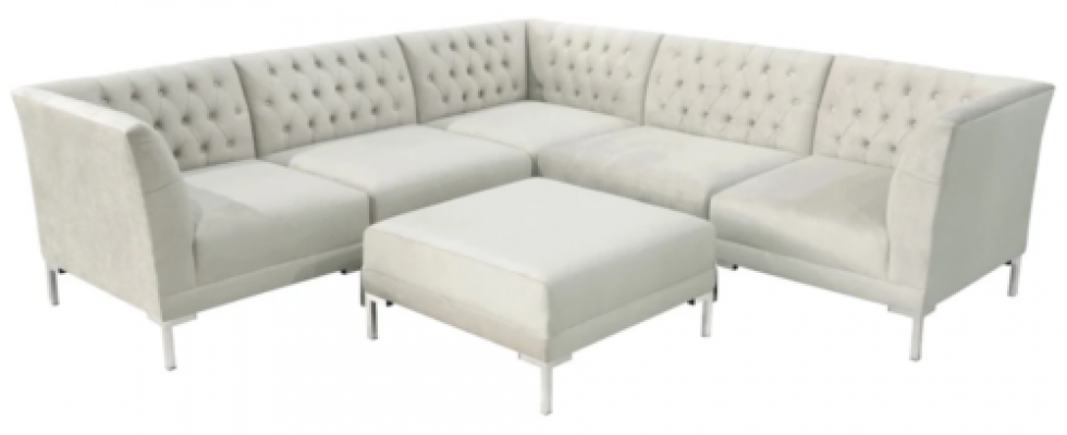 Canapé d'angle beige champagne blanc canapé chesterfield Meubles en tissu de luxe Suite d'angle