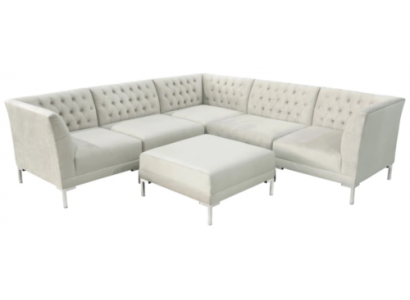 Canapé d'angle beige champagne blanc canapé chesterfield Meubles en tissu de luxe Suite d'angle