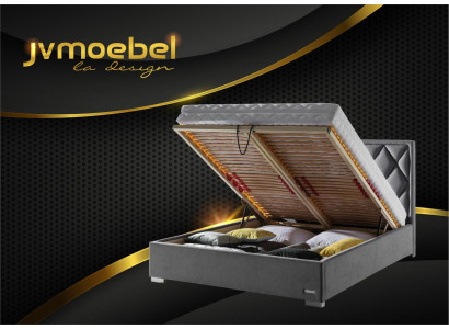 Lit double Boxspring de luxe en tissu de 140 160 180 x 200 cm pour la chambre.
