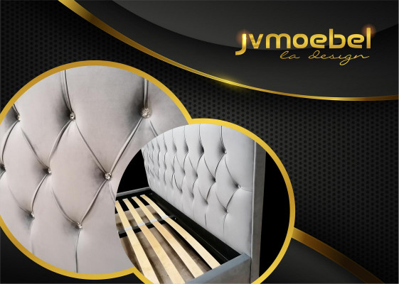 Chesterfield Textile Bettbezug Design 140x200 Doppelbett Betten Bettgestell