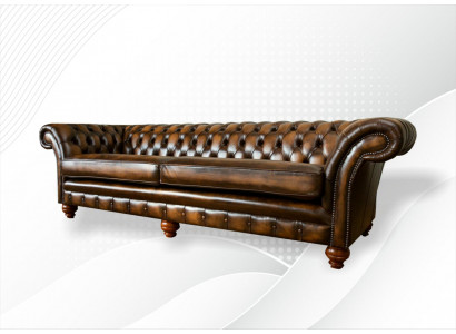 Canapé 4 places Chesterfield Chesterfield Upholstery Siège Suite Cuir Textile Marron