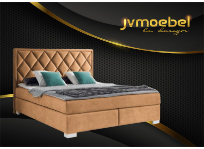 Luxueux lit Box Spring en tissu Hotel Beige Lits Mobilier Chambre Design Double