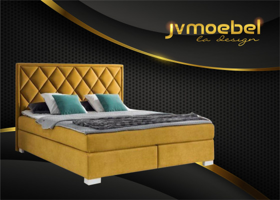 Literie Chambre à coucher Design Mobilier Moderne Lits de luxe 180x200 velours jaune nouveau