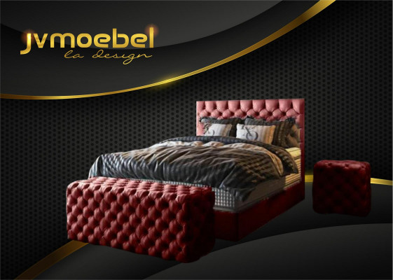 Lit Boxspring de luxe Chambre à coucher Lits Design Meubles Velvet Matelas Complet