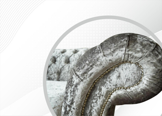 Tissu de canapé rembourré Chesterfield Canapés canapé Siège Canapé Suite Velours Argent 4 places