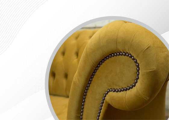 Canapé Chesterfield xxl 225cm Upholstery Sofas 3 places Cuir Tissu Neuf