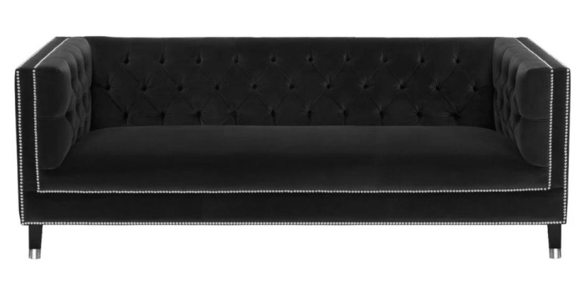 Canapé en tissu noir de luxe en velours Trois places Meuble d'ameublement de hôtel Salon Pratique