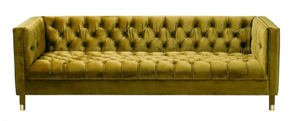 Vert Trois Places Tissu Chesterfield Design Canapés Tapisserie Canapé Salon 230cm