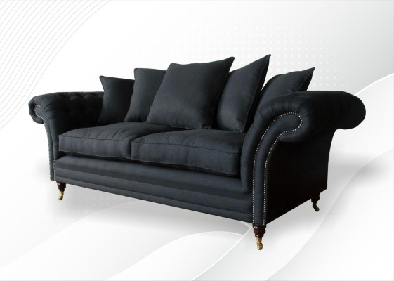 Canapé 3 places. Canapés design classiques. Revêtement cuir. Canapés modernes 3 places noirs.