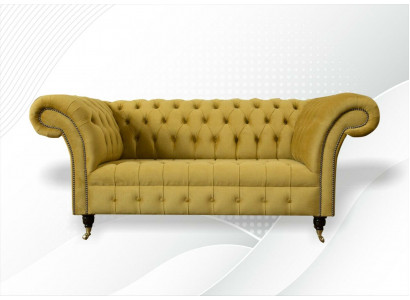 Chesterfield Design Luxe Rembourrage Canapé Siège Suite Cuir Textile Jaune nouveau