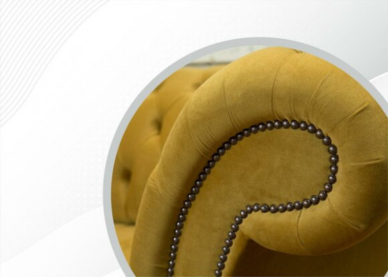 Chesterfield Design Luxe Rembourrage Canapé Siège Suite Cuir Textile Jaune nouveau