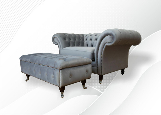 Conception Chesterfield Tissu Canapé Fauteuil 1,5-places Tissu Canapés Salon Club nouveau