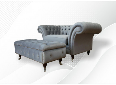 Conception Chesterfield Tissu Canapé Fauteuil 1,5-places Tissu Canapés Salon Club nouveau