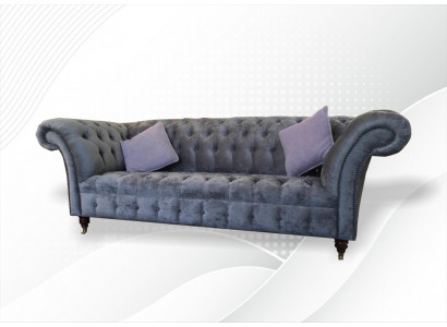 Chesterfield 3 places xxl siège rembourré canapé suite canapés gris neuf