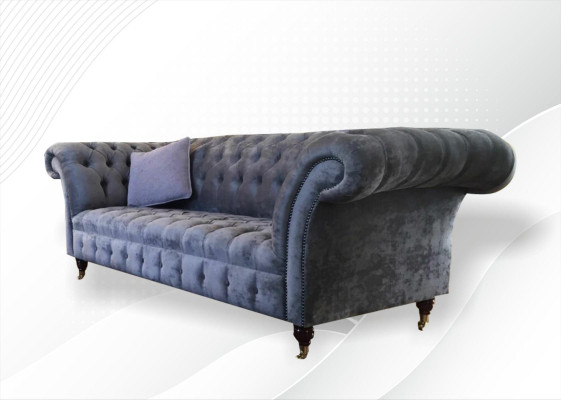 Chesterfield 3 places xxl siège rembourré canapé suite canapés gris neuf