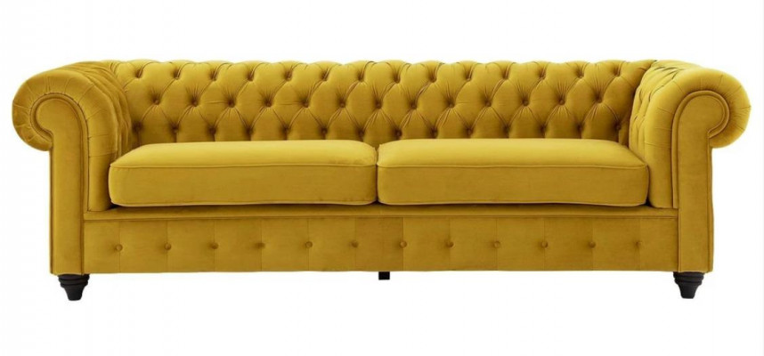 Canapé jaune avec Boutons Chesterfield Sofa Rembourrage Siège Canapés Canapés de luxe neufs